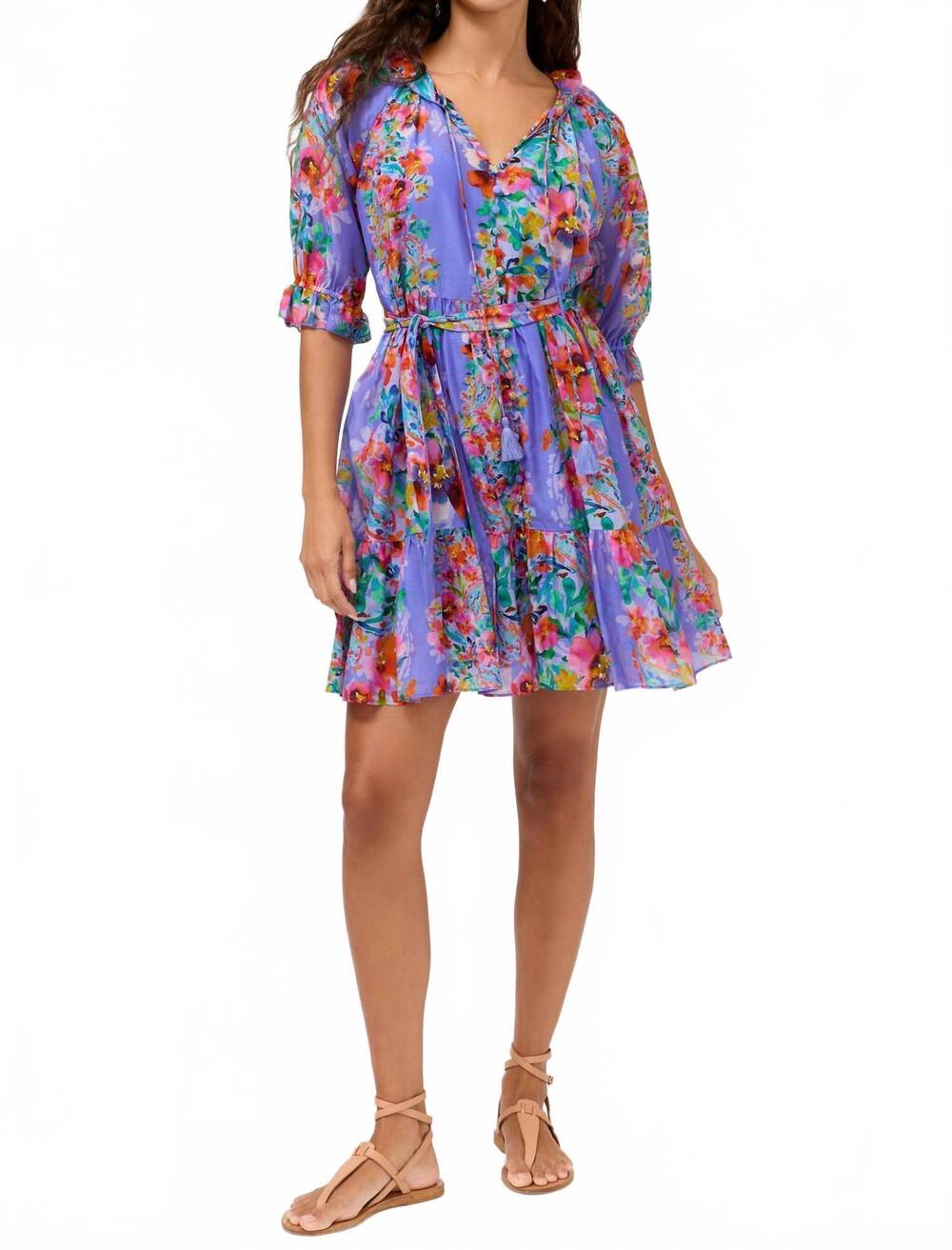 NEW JOHNNY WAS suzy tiered mini dress in all my love
